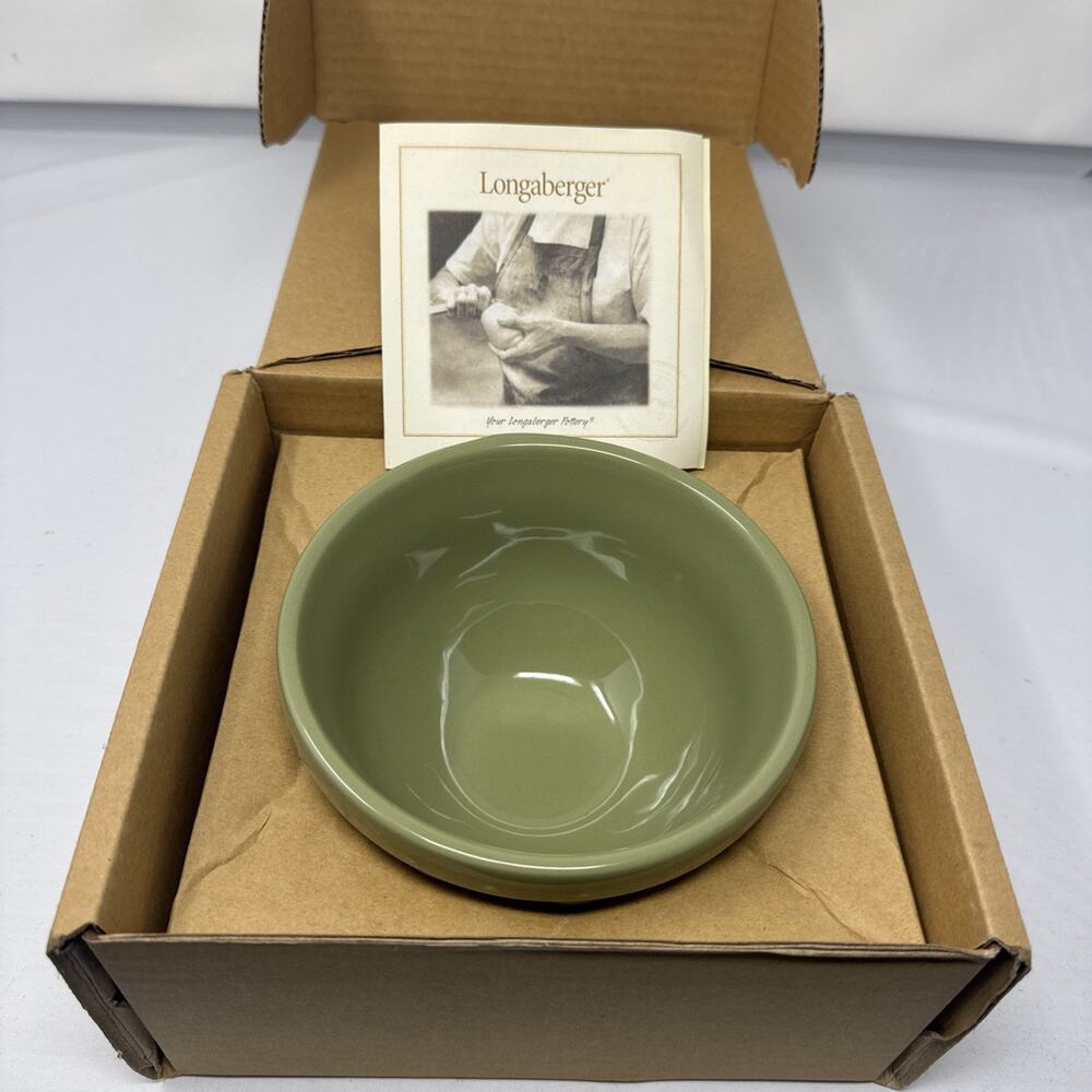 Longaberger Pottery Woven Reflections 5 inch Bowl NEW IN BOX Sage Green #3168360